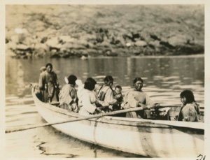 Image of Eskimos [Inuit] in boat